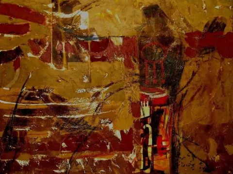 "isimsiz" eseri VEDAT ÖRS tarafından 2012 yılında 150x200 cm ölçülerinde Tuval üzeri karışık teknik tekniği ile yapılmıştır.