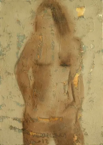 "isimsiz" eseri VEDAT ÖRS tarafından 2012 yılında 70x50 cm ölçülerinde Tuval üzeri karışık teknik tekniği ile yapılmıştır.