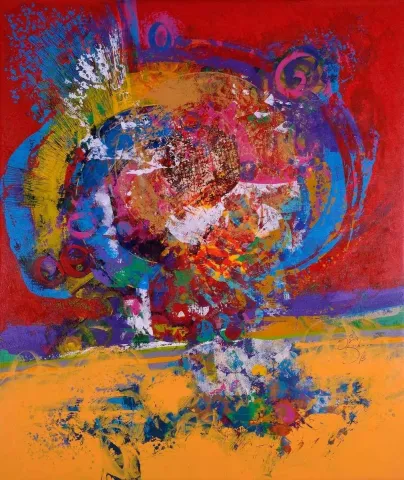 "isimsiz" eseri ENGİN KORKMAZ tarafından 2013 yılında 150x126 cm ölçülerinde Tuval üzeri akrilik boya tekniği ile yapılmıştır.