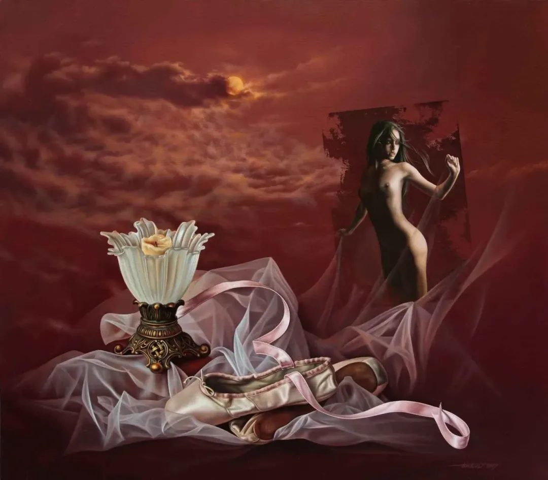 FİRDEVSİ FEYZULLAH — “Düş Gecesi”, 2007 "Düş Gecesi" eseri FİRDEVSİ FEYZULLAH tarafından 2007 yılında 70x80 cm ölçülerinde Tuval üzeri yağlı boya tekniği ile yapılmıştır.