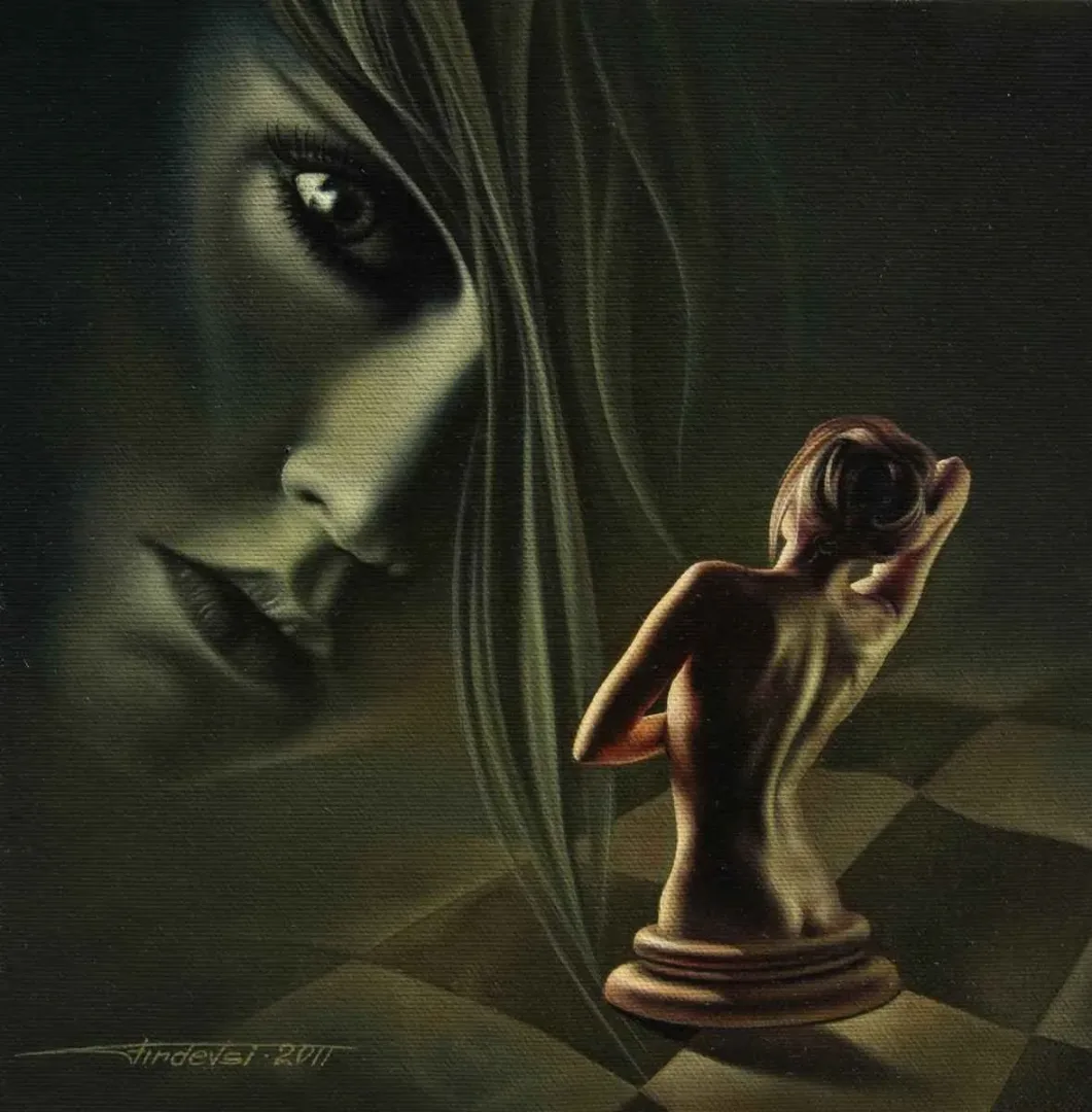 FİRDEVSİ FEYZULLAH — “Tuzak”, 2011 "Tuzak" eseri FİRDEVSİ FEYZULLAH tarafından 2011 yılında 26x26 cm ölçülerinde Tuval üzeri yağlı boya tekniği ile yapılmıştır.