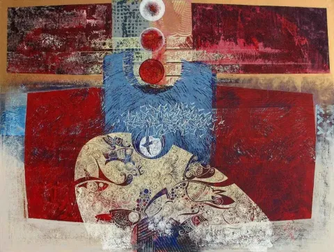 "isimsiz" eseri ENGİN KORKMAZ tarafından 2014 yılında 90x120 cm ölçülerinde Tuval üzeri akrilik boya tekniği ile yapılmıştır.