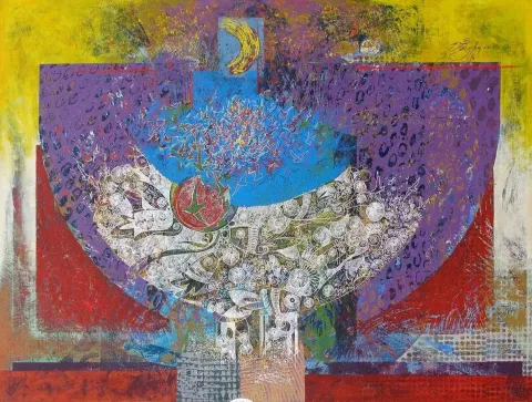 "isimsiz" eseri ENGİN KORKMAZ tarafından 2014 yılında 90x120 cm ölçülerinde Tuval üzeri akrilik boya tekniği ile yapılmıştır.