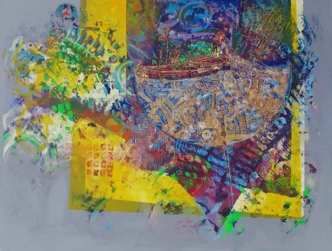 "isimsiz" eseri ENGİN KORKMAZ tarafından 2014 yılında 90x120 cm ölçülerinde Tuval üzeri akrilik boya tekniği ile yapılmıştır.