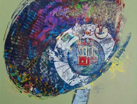 "isimsiz" eseri ENGİN KORKMAZ tarafından 2014 yılında 90x120 cm ölçülerinde Tuval üzeri akrilik boya tekniği ile yapılmıştır.