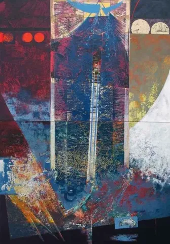 "isimsiz" eseri ENGİN KORKMAZ tarafından 2013 yılında 156x78 cm ölçülerinde Tuval üzeri akrilik boya tekniği ile yapılmıştır.