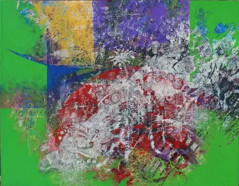 "isimsiz" eseri ENGİN KORKMAZ tarafından 2013 yılında 93x72 cm ölçülerinde Tuval üzeri akrilik boya tekniği ile yapılmıştır.