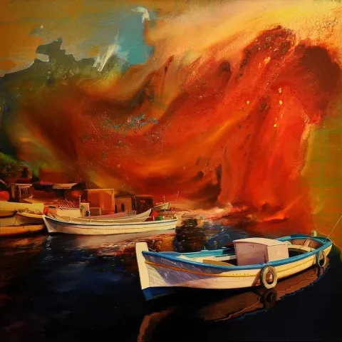 "isimsiz" eseri TURGUT AKARSU tarafından 2013 yılında 70x70 cm ölçülerinde Tuval üzeri yağlı boya tekniği ile yapılmıştır.