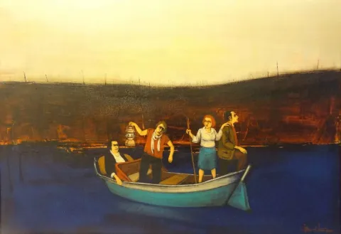 "isimsiz" eseri ORHAN UMUT tarafından 2013 yılında 70x100 cm ölçülerinde Tuval üzeri akrilik boya tekniği ile yapılmıştır.