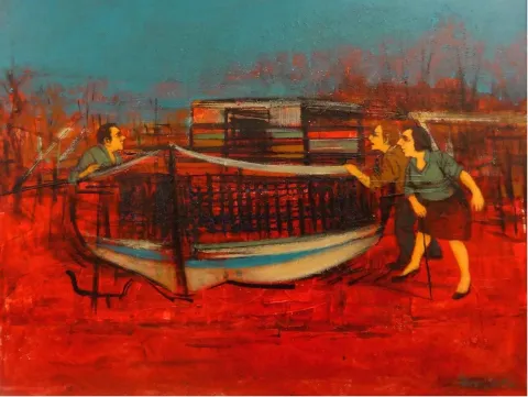 "isimsiz" eseri ORHAN UMUT tarafından 2013 yılında 70x100 cm ölçülerinde Tuval üzeri akrilik boya tekniği ile yapılmıştır.