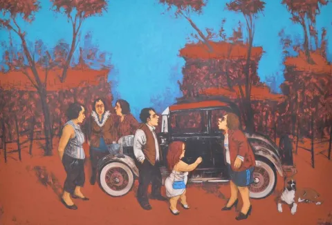 "isimsiz" eseri ORHAN UMUT tarafından 2010 yılında 170x240 cm ölçülerinde Tuval üzeri akrilik boya tekniği ile yapılmıştır.