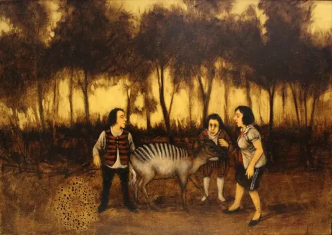 "isimsiz" eseri ORHAN UMUT tarafından 2013 yılında 50x70 cm ölçülerinde Tuval üzeri akrilik boya tekniği ile yapılmıştır.