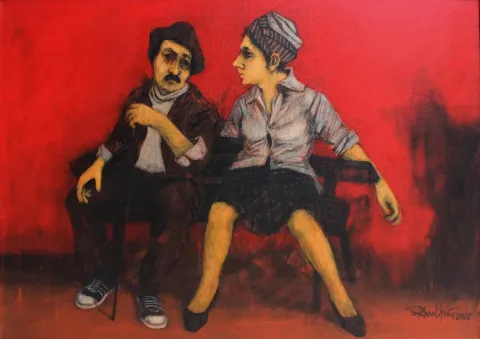 "isimsiz" eseri ORHAN UMUT tarafından 2012 yılında 50x70 cm ölçülerinde Tuval üzeri akrilik boya tekniği ile yapılmıştır.