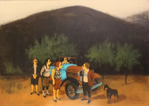 "isimsiz" eseri ORHAN UMUT tarafından 2013 yılında 70x100 cm ölçülerinde Tuval üzeri akrilik boya tekniği ile yapılmıştır.