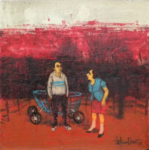 "isimsiz" eseri ORHAN UMUT tarafından 2014 yılında 30x30 cm ölçülerinde Tuval üzeri akrilik boya tekniği ile yapılmıştır.