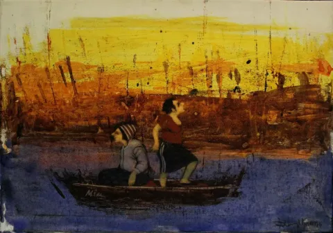 "isimsiz" eseri ORHAN UMUT tarafından 2014 yılında 35x50 cm ölçülerinde Tuval üzeri akrilik boya tekniği ile yapılmıştır.