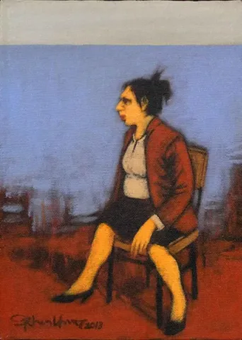 "isimsiz" eseri ORHAN UMUT tarafından 2013 yılında 25x18 cm ölçülerinde Tuval üzeri akrilik boya tekniği ile yapılmıştır.
