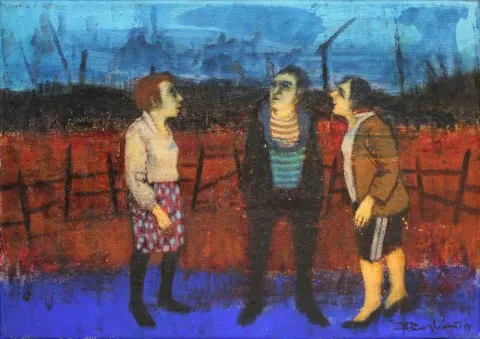 "isimsiz" eseri ORHAN UMUT tarafından 2014 yılında 25x35 cm ölçülerinde Tuval üzeri akrilik boya tekniği ile yapılmıştır.