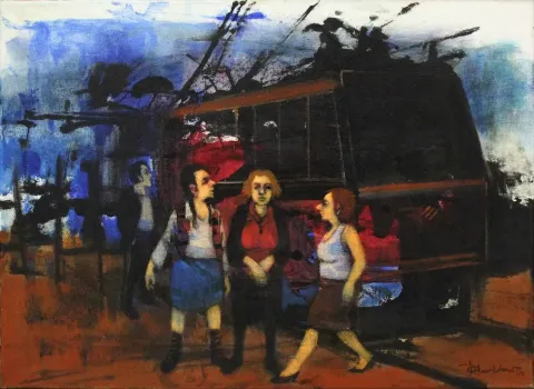 "isimsiz" eseri ORHAN UMUT tarafından 2014 yılında 35x50 cm ölçülerinde Tuval üzeri akrilik boya tekniği ile yapılmıştır.