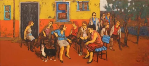 "isimsiz" eseri ORHAN UMUT tarafından 2010 yılında 80x180 cm ölçülerinde Tuval üzeri akrilik boya tekniği ile yapılmıştır.