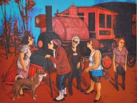 "isimsiz" eseri ORHAN UMUT tarafından 2014 yılında 150x200 cm ölçülerinde Tuval üzeri akrilik boya tekniği ile yapılmıştır.