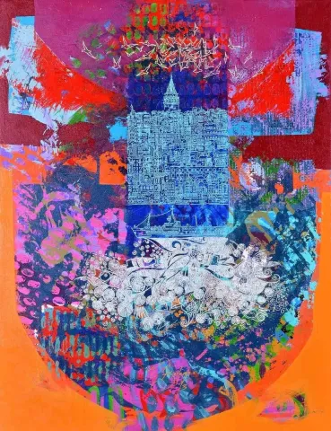 "isimsiz" eseri ENGİN KORKMAZ tarafından 2014 yılında 92x73 cm ölçülerinde Tuval üzeri akrilik boya tekniği ile yapılmıştır.
