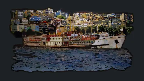 "Vapur" eseri EMRE LÜLE tarafından 2015 yılında 85x160 cm ölçülerinde Pleksiglas+Ahşap tekniği ile yapılmıştır.