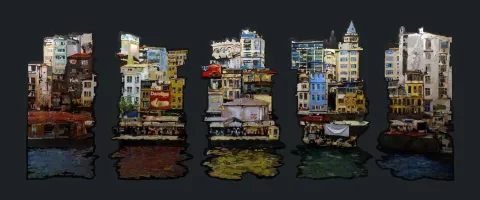 Bu eser EMRE LÜLE tarafından 2015 yılında 200x400 cm ölçülerinde Pleksiglas+Ahşap tekniği ile yapılmıştır.