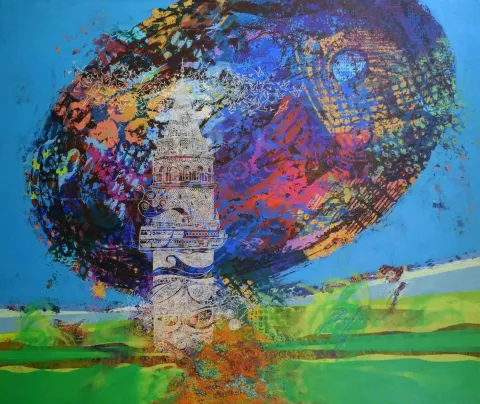 "İsimsiz" eseri ENGİN KORKMAZ tarafından 2014 yılında 126x150 cm ölçülerinde Tuval üzeri akrilik boya tekniği ile yapılmıştır.
