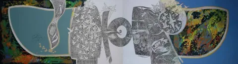"İsimsiz" eseri ENGİN KORKMAZ tarafından 2014 yılında 56x220 cm ölçülerinde Tuval üzeri akrilik boya tekniği ile yapılmıştır.