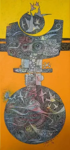 "İsimsiz" eseri ENGİN KORKMAZ tarafından 2014 yılında 67x29 cm ölçülerinde Tuval üzeri akrilik boya tekniği ile yapılmıştır.