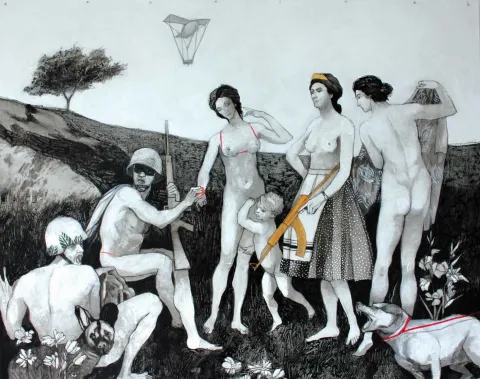 "Parisin yargısı-III" eseri ERCAN AYÇİÇEK tarafından 2015 yılında 80x100 cm ölçülerinde Tuval üzeri akrilik boya tekniği ile yapılmıştır.