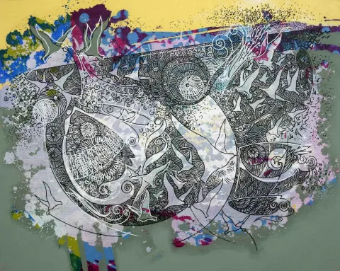 Bu eser ENGİN KORKMAZ tarafından 2015 yılında 40x50 cm ölçülerinde Tuval üzeri akrilik boya tekniği ile yapılmıştır.