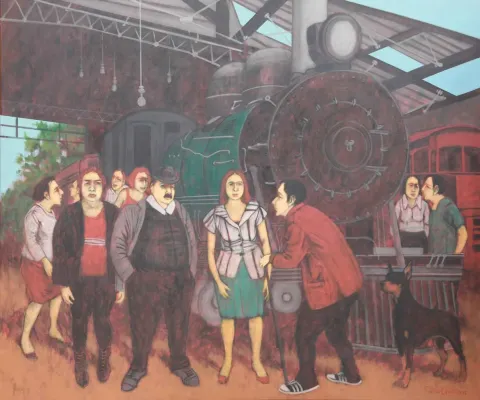 "İsimsiz" eseri ORHAN UMUT tarafından 2015 yılında 126x150 cm ölçülerinde Tuval üzeri akrilik boya tekniği ile yapılmıştır.