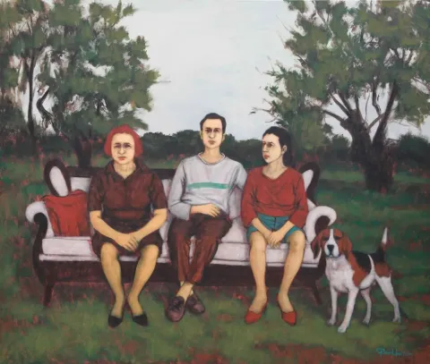 "İsimsiz" eseri ORHAN UMUT tarafından 2015 yılında 126x150 cm ölçülerinde Tuval üzeri akrilik boya tekniği ile yapılmıştır.