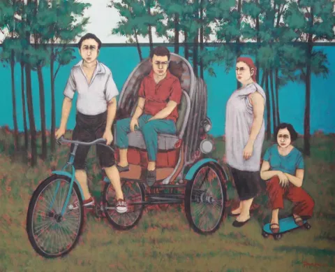 "İsimsiz" eseri ORHAN UMUT tarafından 2015 yılında 126x150 cm ölçülerinde Tuval üzeri akrilik boya tekniği ile yapılmıştır.