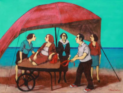 "İsimsiz" eseri ORHAN UMUT tarafından 2015 yılında 60x80 cm ölçülerinde Tuval üzeri akrilik boya tekniği ile yapılmıştır.