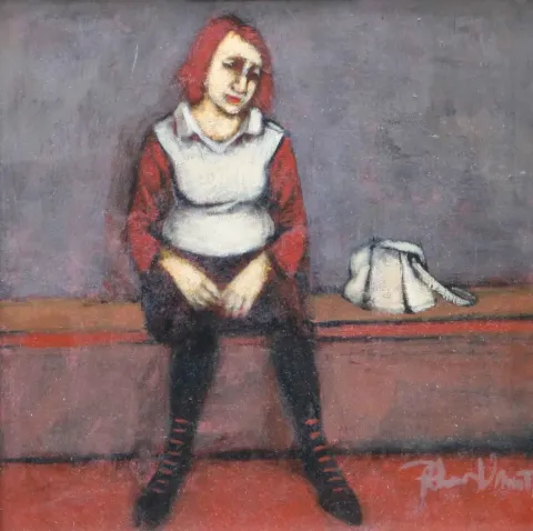 "İsimsiz" eseri ORHAN UMUT tarafından 2015 yılında 20x20 cm ölçülerinde Duralit üzeri akrilik boya tekniği ile yapılmıştır.