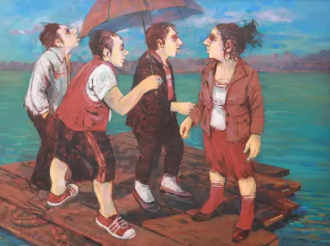 "İsimsiz" eseri ORHAN UMUT tarafından 2010 yılında 90x120 cm ölçülerinde Tuval üzeri akrilik boya tekniği ile yapılmıştır.