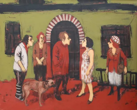 "İsimsiz" eseri ORHAN UMUT tarafından 2010 yılında 100x120 cm ölçülerinde Tuval üzeri akrilik boya tekniği ile yapılmıştır.