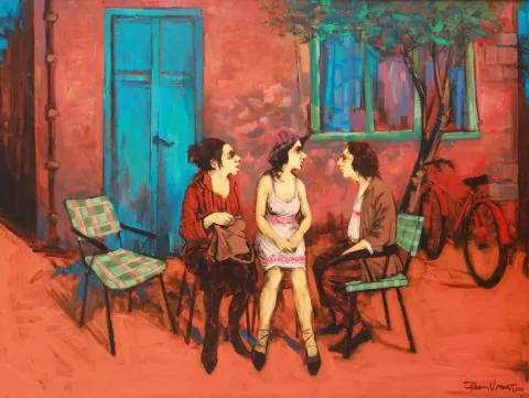 "İsimsiz" eseri ORHAN UMUT tarafından 2010 yılında 90x120 cm ölçülerinde Tuval üzeri akrilik boya tekniği ile yapılmıştır.