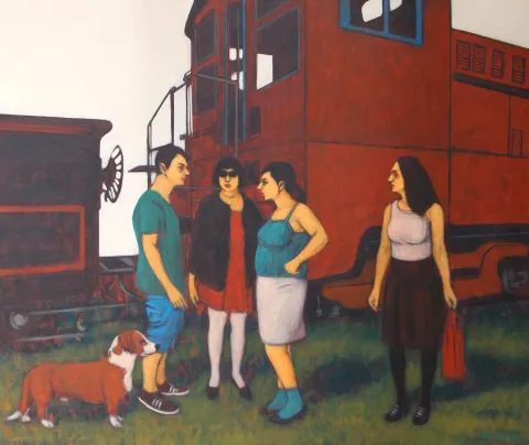 "İsimsiz" eseri ORHAN UMUT tarafından 2015 yılında 126x150 cm ölçülerinde Tuval üzeri akrilik boya tekniği ile yapılmıştır.