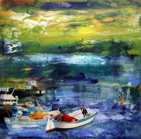 "İsimsiz" eseri TURGUT AKARSU tarafından 2014 yılında 120x120 cm ölçülerinde Tuval üzeri yağlı boya tekniği ile yapılmıştır.