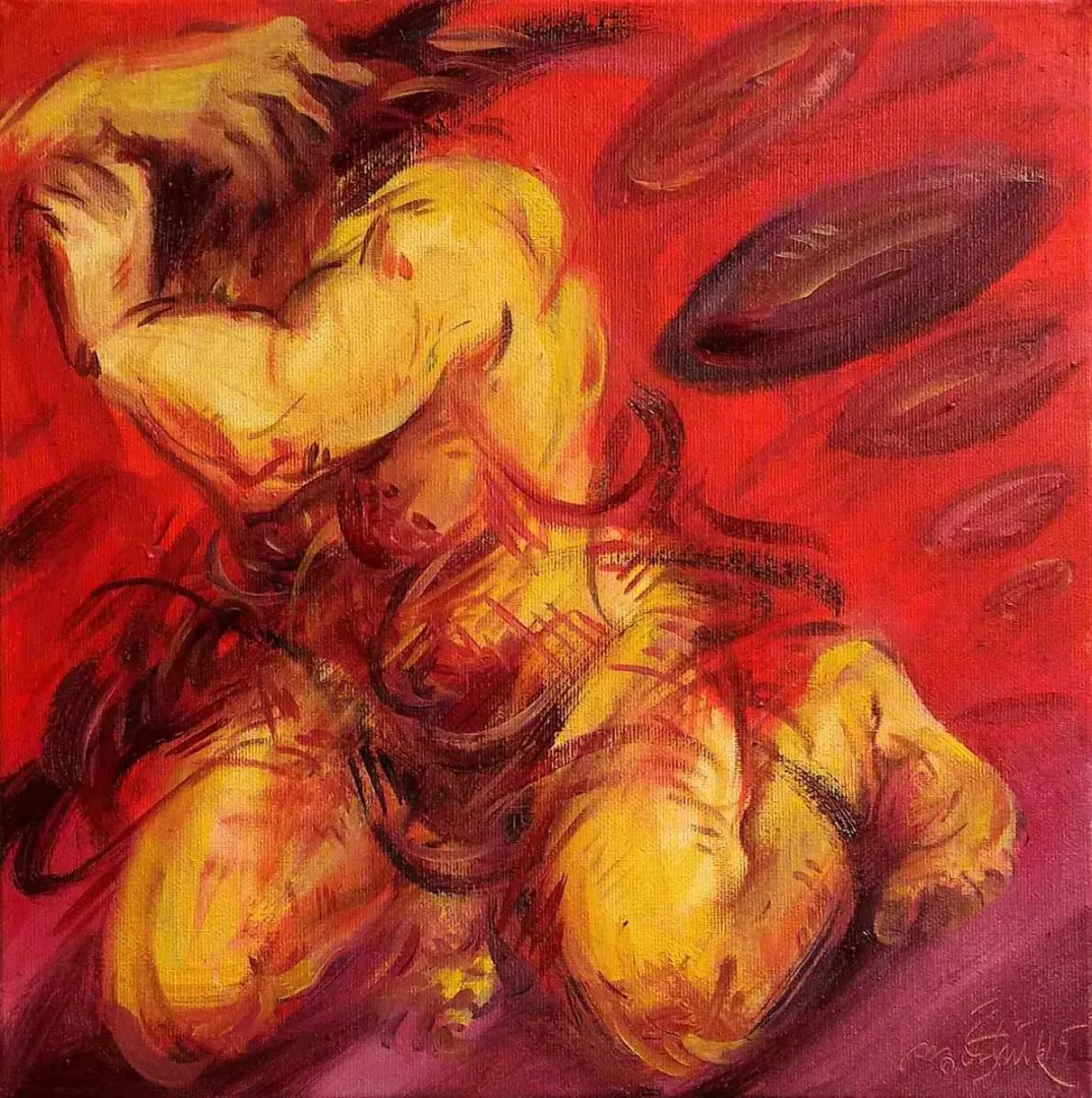 MAHMUT ÖZTÜRK — “Rugby ile Recm ve Kaçış”, 2015 "Rugby ile Recm ve Kaçış" eseri MAHMUT ÖZTÜRK tarafından 2015 yılında 25x25 cm ölçülerinde Tuval üzeri yağlı boya tekniği ile yapılmıştır.