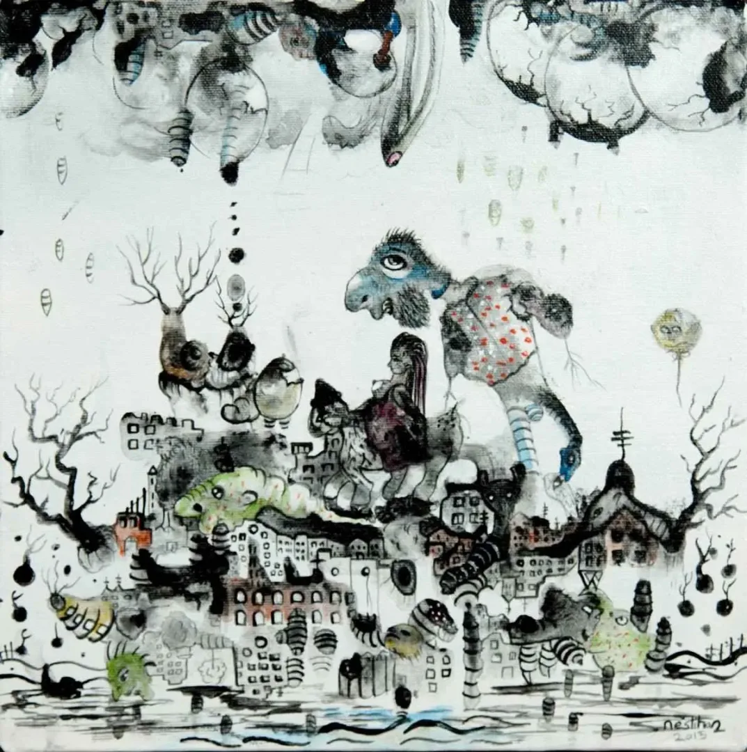 NESLİHAN ÖZGENÇ ERDOĞDU — “isimsiz”, 2015 "isimsiz" eseri NESLİHAN ÖZGENÇ ERDOĞDU tarafından 2015 yılında 25x25 cm ölçülerinde Tuval üzeri akrilik boya tekniği ile yapılmıştır.