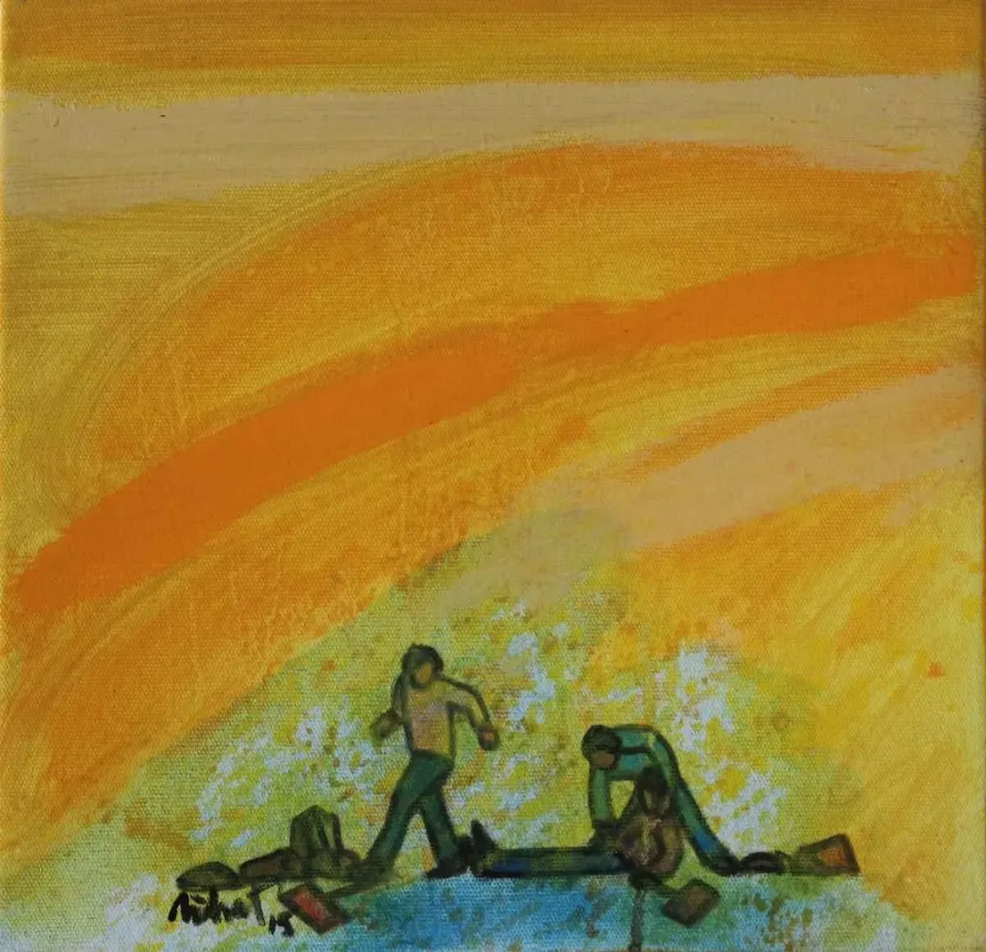 NİHAT KAHRAMAN — “isimsiz”, 2015 "isimsiz" eseri NİHAT KAHRAMAN tarafından 2015 yılında 25x25 cm ölçülerinde Tuval üzeri akrilik boya tekniği ile yapılmıştır.