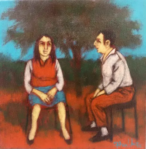 "isimsiz" eseri ORHAN UMUT tarafından 2015 yılında 25x25 cm ölçülerinde Tuval üzeri akrilik boya tekniği ile yapılmıştır.