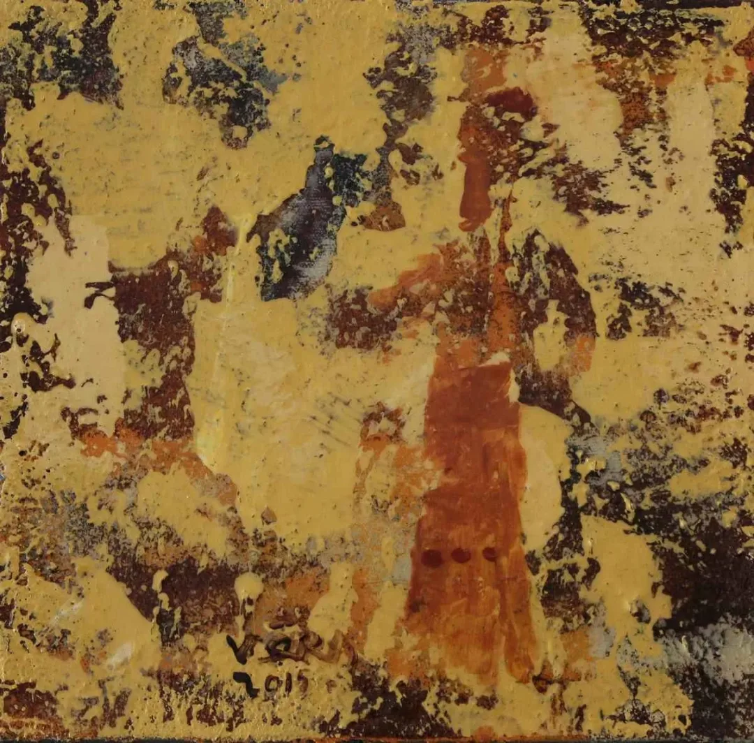 VEDAT ÖRS — “isimsiz”, 2015 "isimsiz" eseri VEDAT ÖRS tarafından 2015 yılında 25x25 cm ölçülerinde Tuval üzeri karışık teknik tekniği ile yapılmıştır.
