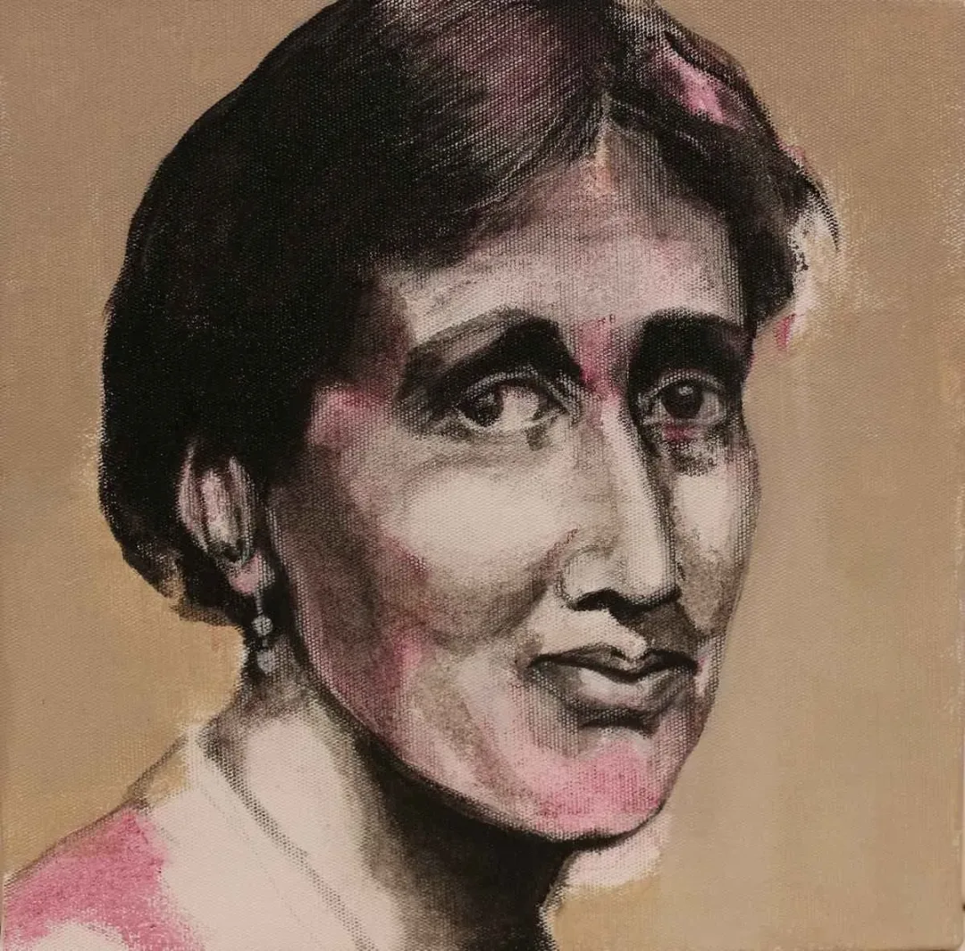 ÇİĞDEM DOĞAN — “Virginia Woolf”, 2015 "Virginia Woolf" eseri ÇİĞDEM DOĞAN tarafından 2015 yılında 25x25 cm ölçülerinde Tuval üzeri akrilik boya tekniği ile yapılmıştır.