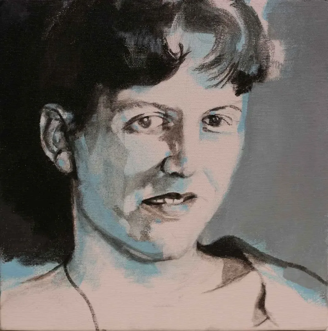 ÇİĞDEM DOĞAN — “Sylvia Plath”, 2015 "Sylvia Plath" eseri ÇİĞDEM DOĞAN tarafından 2015 yılında 25x25 cm ölçülerinde Tuval üzeri akrilik boya tekniği ile yapılmıştır.